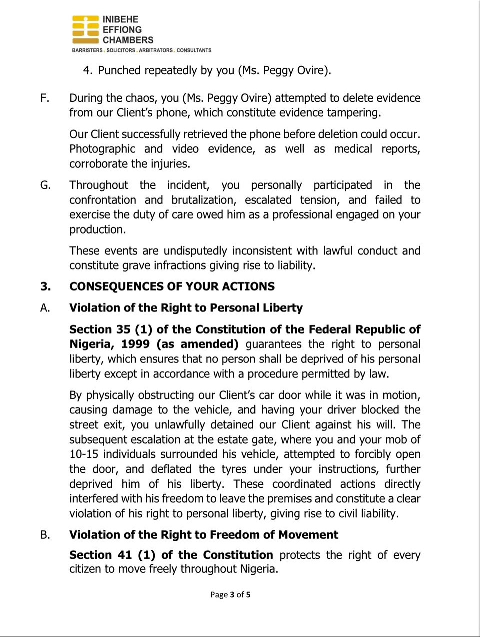 Actor Taye Arimoro drags Peggy Ovire to court demands N100m over alleged assault on movie set